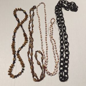 Vintage Beaded Necklaces Natural Boho Ethnic Hippie Artisanal Rustic Eclectic